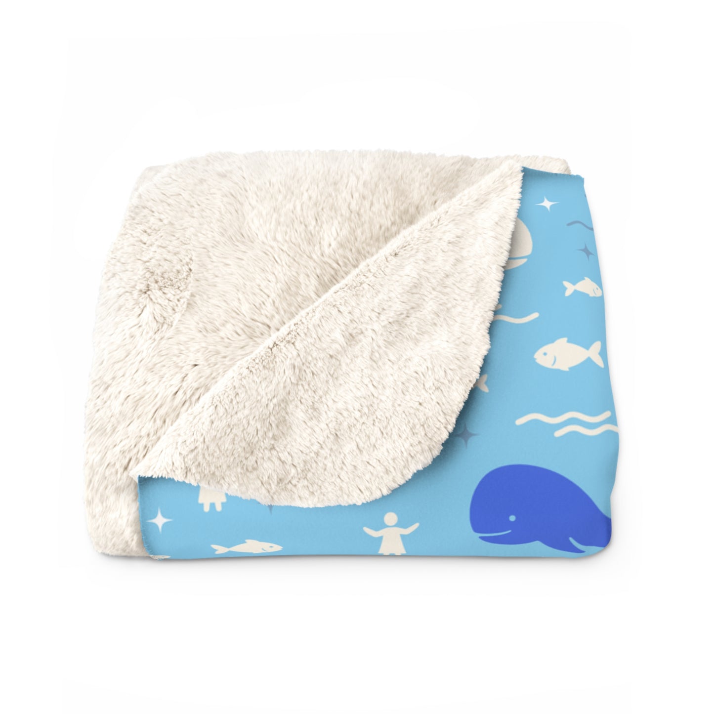 Haven Sherpa Blanket | Jonah & the Whale (Blue)