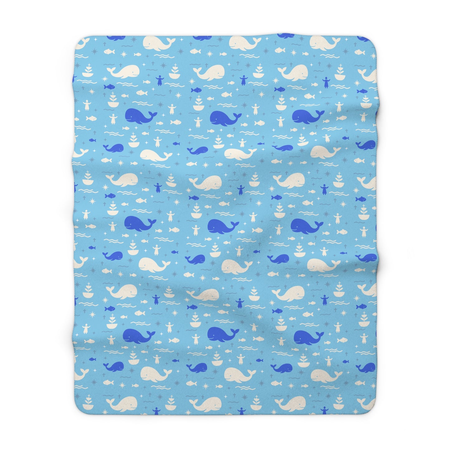 Haven Sherpa Blanket | Jonah & the Whale (Blue)