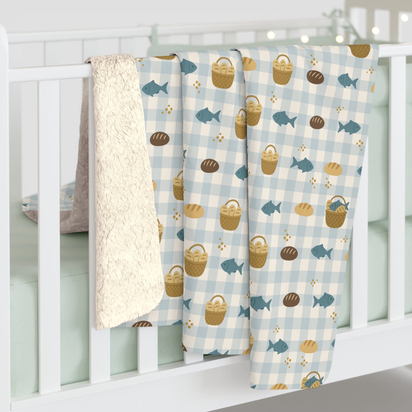 Haven Sherpa Blanket | Fishes & Loaves (Blue)