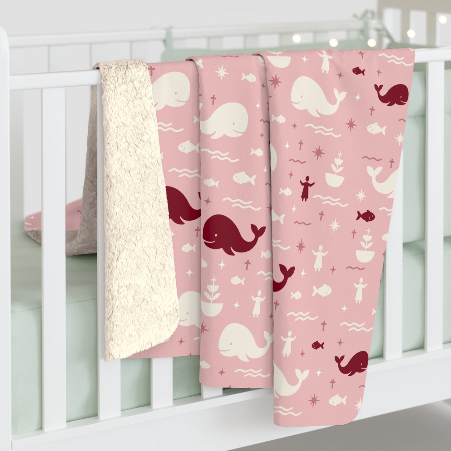 Haven Sherpa Blanket | Jonah & the Whale (Pink)