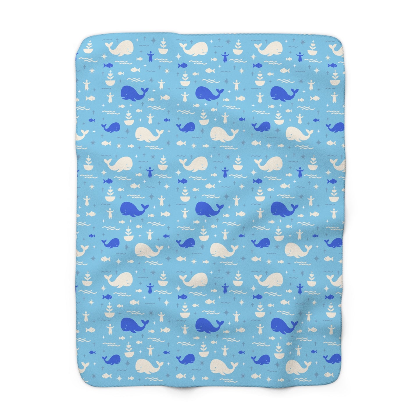 Haven Sherpa Blanket | Jonah & the Whale (Blue)